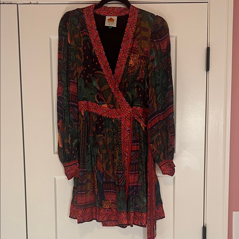 FARM Rio Colorful Patterned Long Sleeve Dress